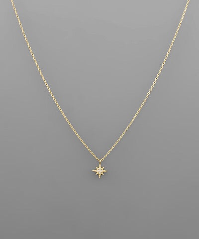 Gold S CZ Starburst Necklace