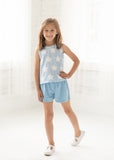 Shining Star Printed Knit Top and Terry Short 2 PC Set