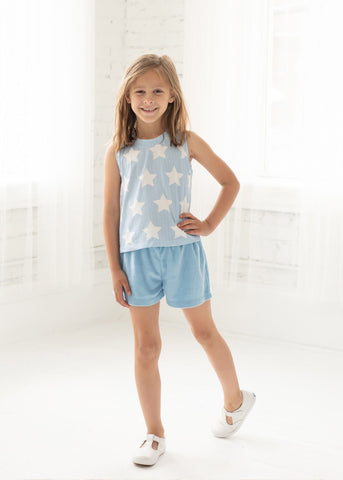 Shining Star Printed Knit Top and Terry Short 2 PC Set