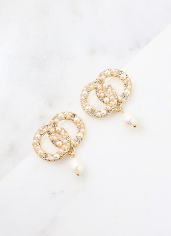 CZ And Pearls Circle Earrings