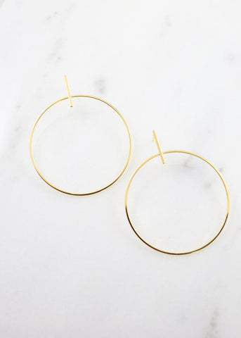 Gold Hoop W/Bar Post Earring