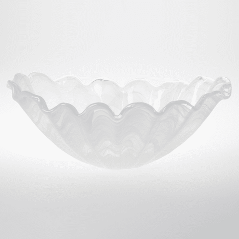 Onda Glass White Centerpiece Bowl